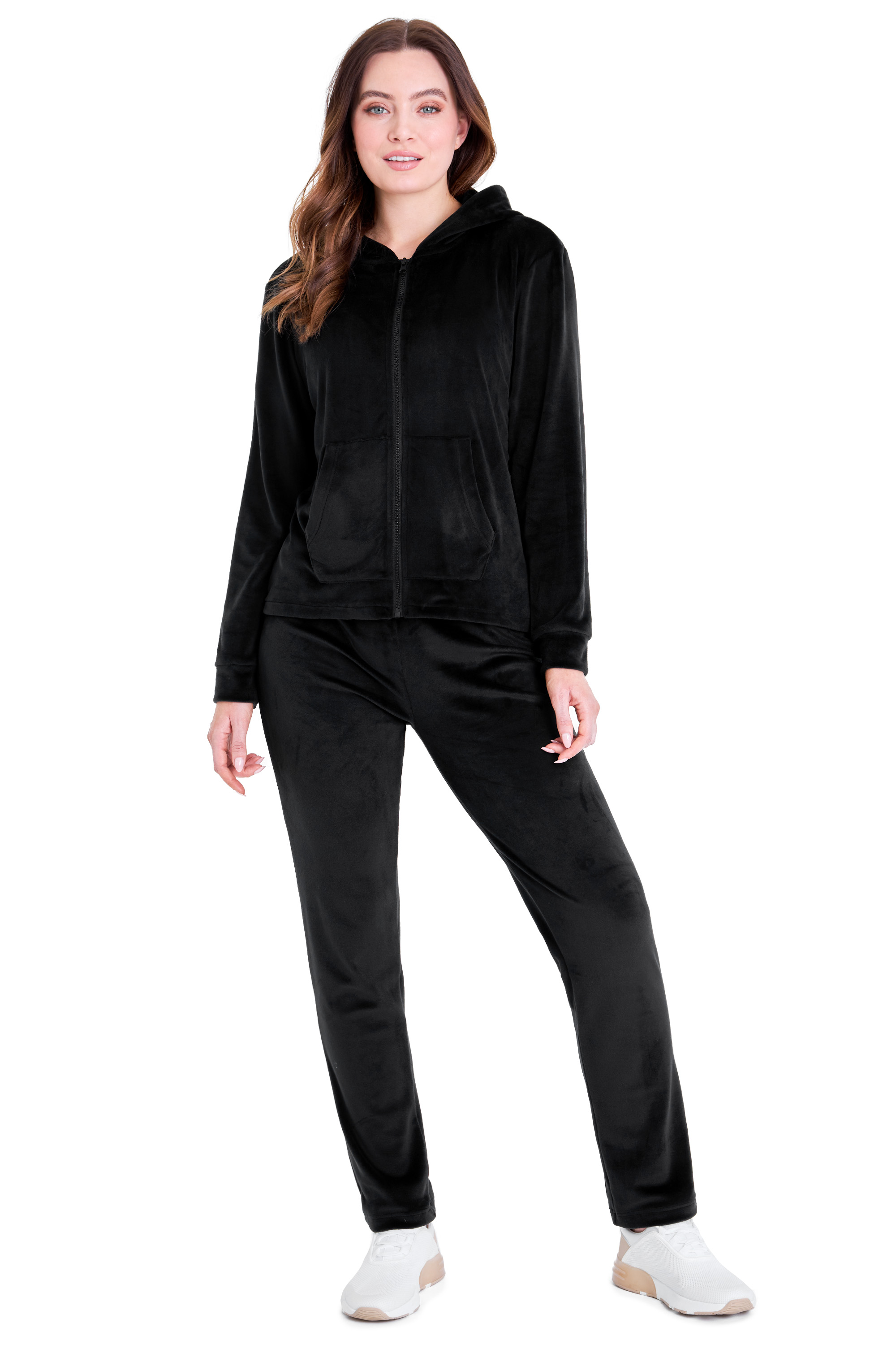 Ladies black hot sale velour tracksuit